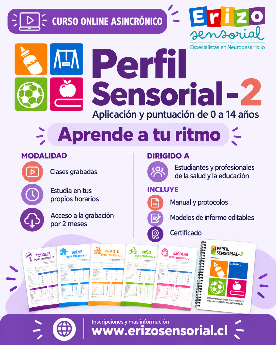 Curso Perfil Sensorial-2 — Aplicación y puntuación de 0 a 14 años (Asincrónico)
